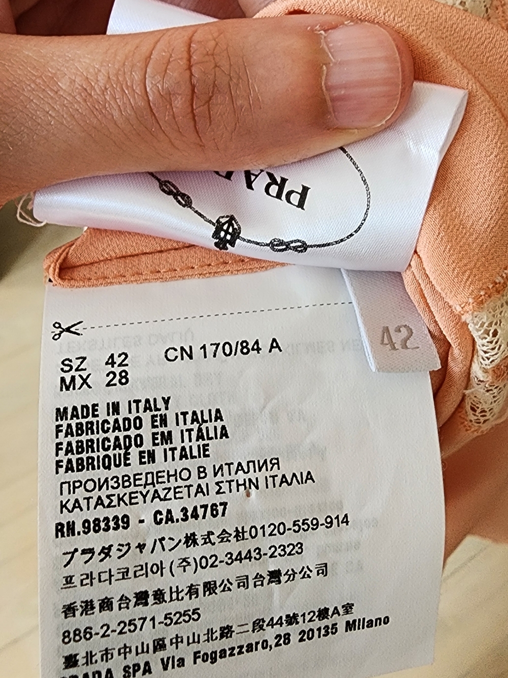 Prada Peach Tie-Neck Long Sleeve Maxi Dress - Picture 8 of 9